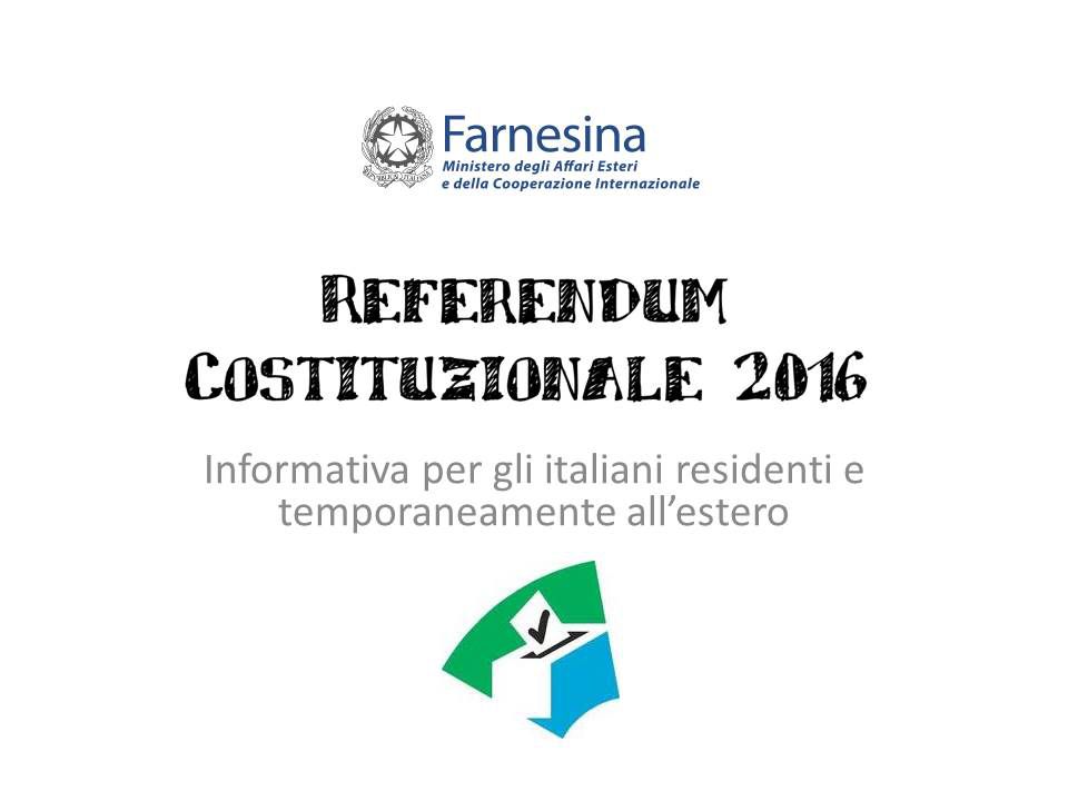 Visualizza la notizia: Referendum Costituzionale 4 dicembre 2016 - voto elettori residenti e/o temporaneamente all'estero